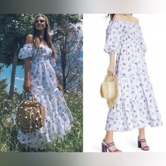 LoveShackFancy Dresses & Skirts - Love shack fancy target Gemma Puff Sleeve Dress White Lavender Sz XS WOMENS